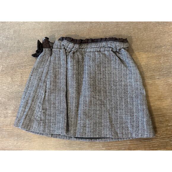 JANIE and JACK Brown Tweed Velvet Bow Skirt Infant size 18-24 months - Picture 2 of 6